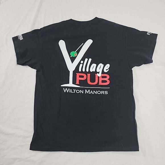 Milton Manors Fort Lauderdale Gay Bar Village Pub Staff Shirt Black Large New - Picture 1 of 7